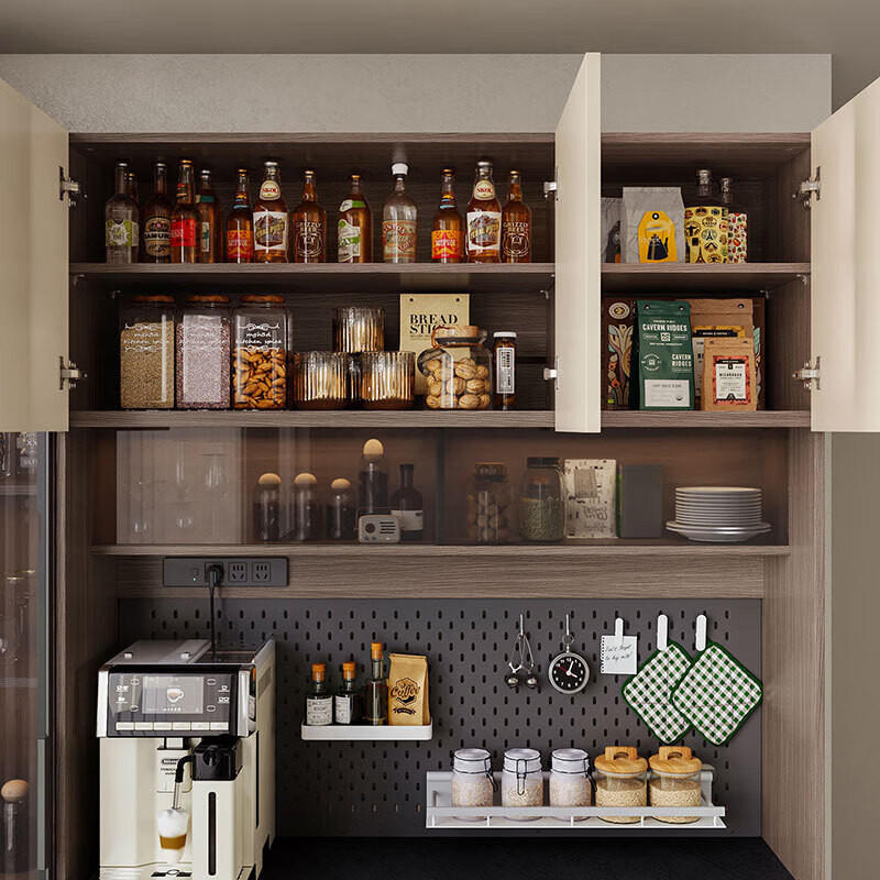 Lin's Home Italian Simple Sideboard Storage Cabinet Living Room Wall Tea Cabinet Wine Cabinet Lin's Wood Industry TV1T Functional Sideboard High Cabinet + Dining Table + Dining Chair