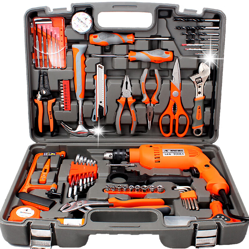 Hardware tool box set repair electrician's set multi-functional household manual combination with electric drill version E094 version E094 (cordless lithium electric drill)