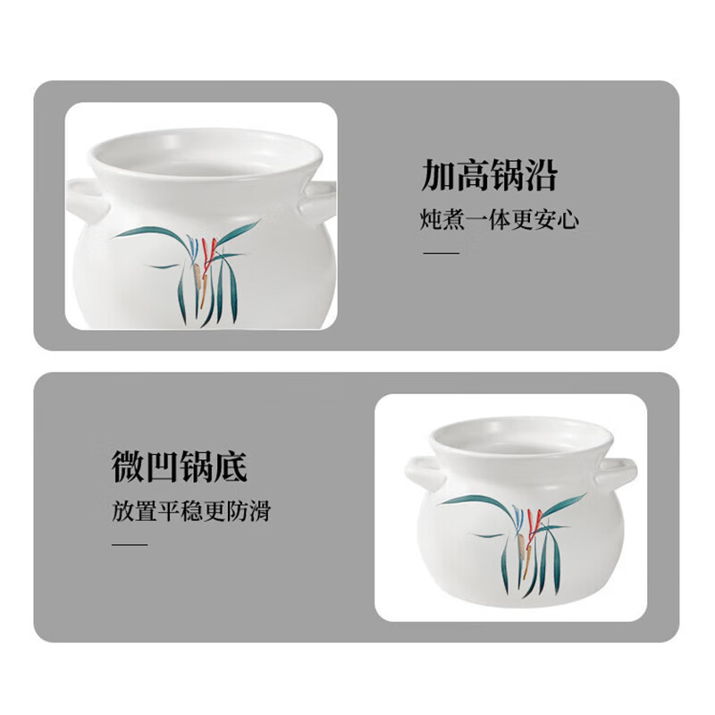Quanpinwu ceramic casserole stew pot for gas stoves, large capacity for household porridge, soup and soup pot, traditional Chinese soup pot, damaged replacement (family of three) 4000ml, boil/stew/pot/simmer, one pot for multiple purposes