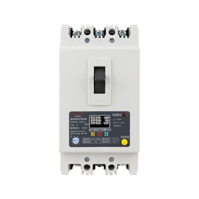 LCD three-phase phase loss protector 380v water pump overload switch 40A motor fan leakage circuit breaker 40A 3P