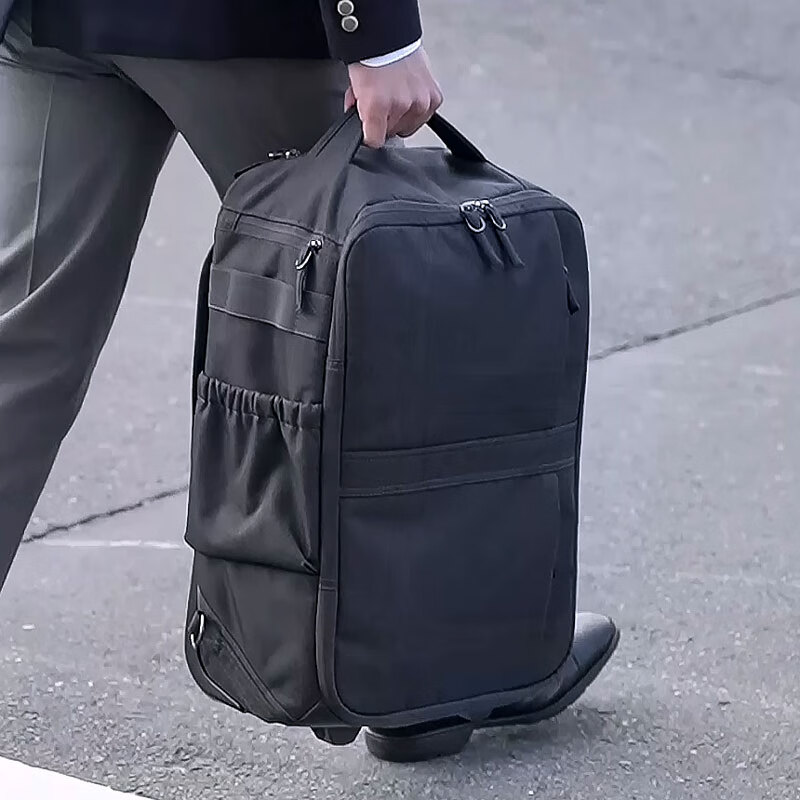 SANWA 6WAY Backpack Trolley Bag Business Backpack with Wheels Trolley School Bag Men's and Women's Travel Bag Boarding Bag Luggage Bag Dark Blue 22L Double Compartment 18 Inches Can Be Boarded