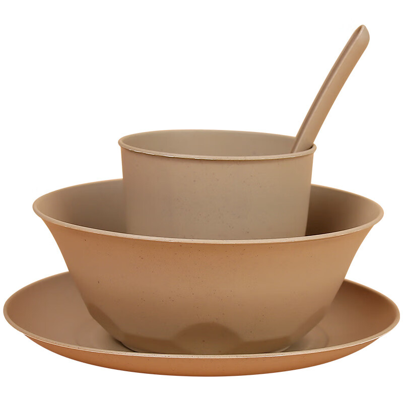 Chulu disposable rice husk tableware four-piece set Kraft paper packaging commercial cups, bowls, spoons and plates four-piece set for barbecue parties Blue and white porcelain chopsticks individually packed 10 pairs