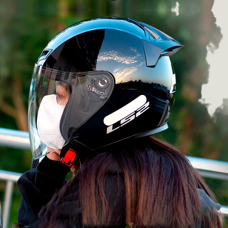 LS2 Summer Motorcycle Half Helmet Large Size Men's and Women's Commuting Electric Vehicle Helmet Pedal Three-quarter Helmet OF608 Black/Orange Gray Phantom 3XL (61-62 Head Size Recommended)