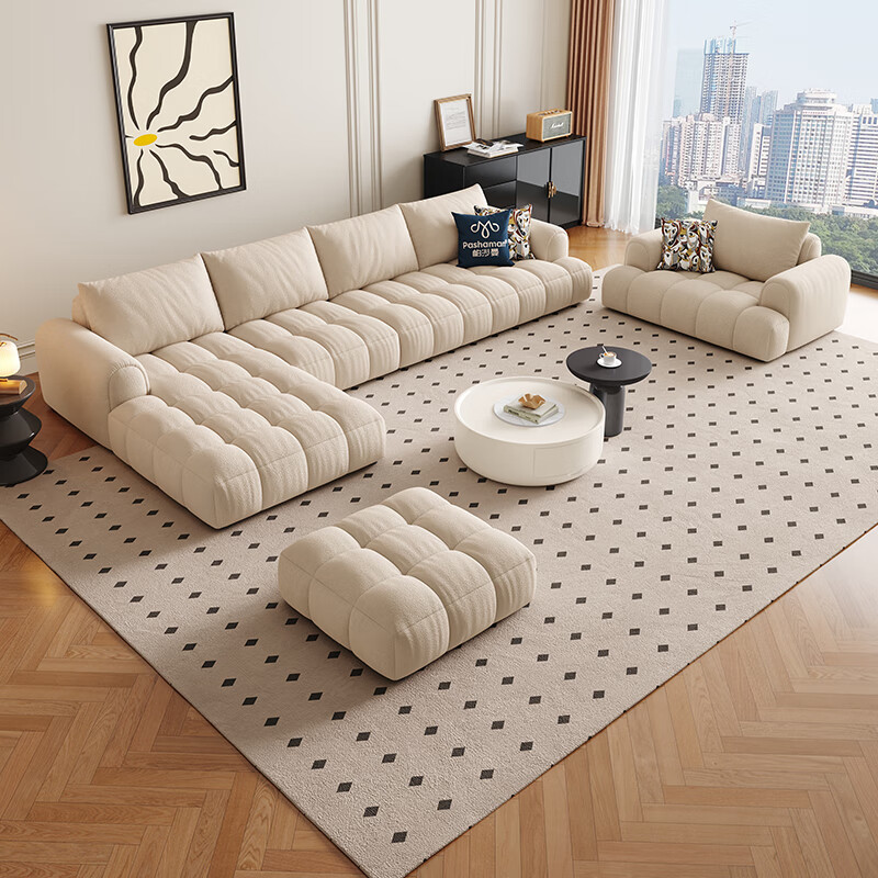 Pashaman cat scratch fabric sofa large and small apartment sofa simple living room puff flagship version 3.02 meters 1005FZ