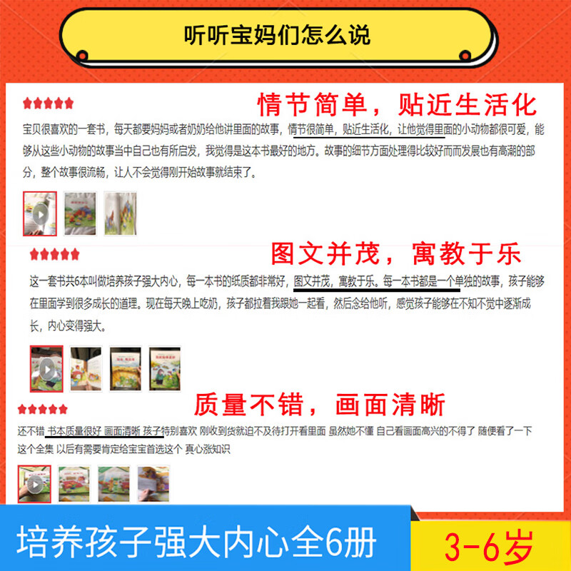 Children's book, parent-child reading, cultivating children's strong heart, emotional intelligence education, counter-quotient cultivation, set of 6 volumes, children's picture book 3-6 years old