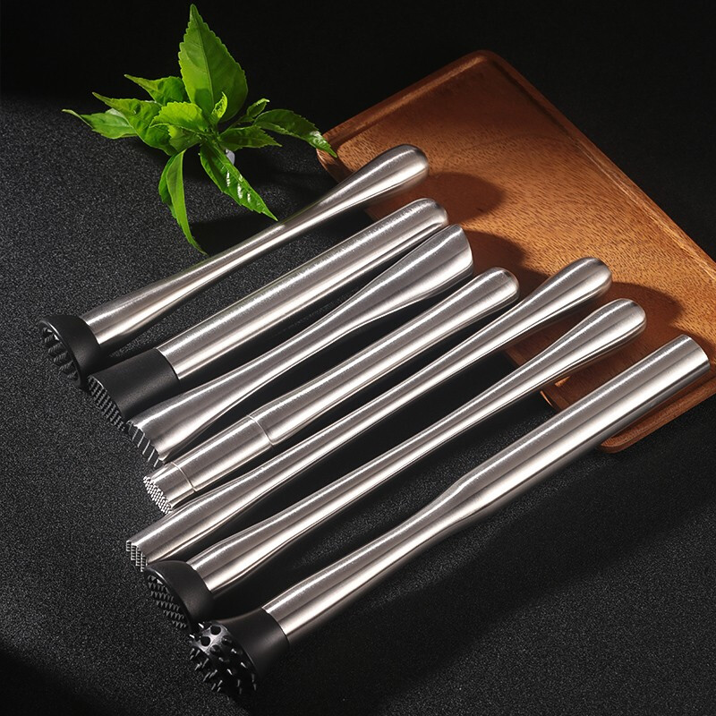 Bar Soul Stainless steel mash stick Ice hammer crushed popsicle Lemon mint leaf crush stick Mojito cocktail mash stick Extended classic style Original color