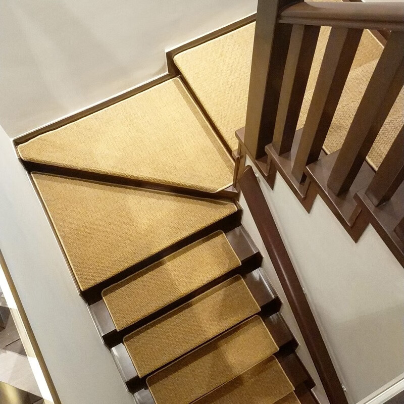 Huade imitation sisal plain stair carpet step non-slip carpet can be customized corner rest platform glue-free self-absorbing imitation sisal camel rectangle 75*24*4 cm vertical angle