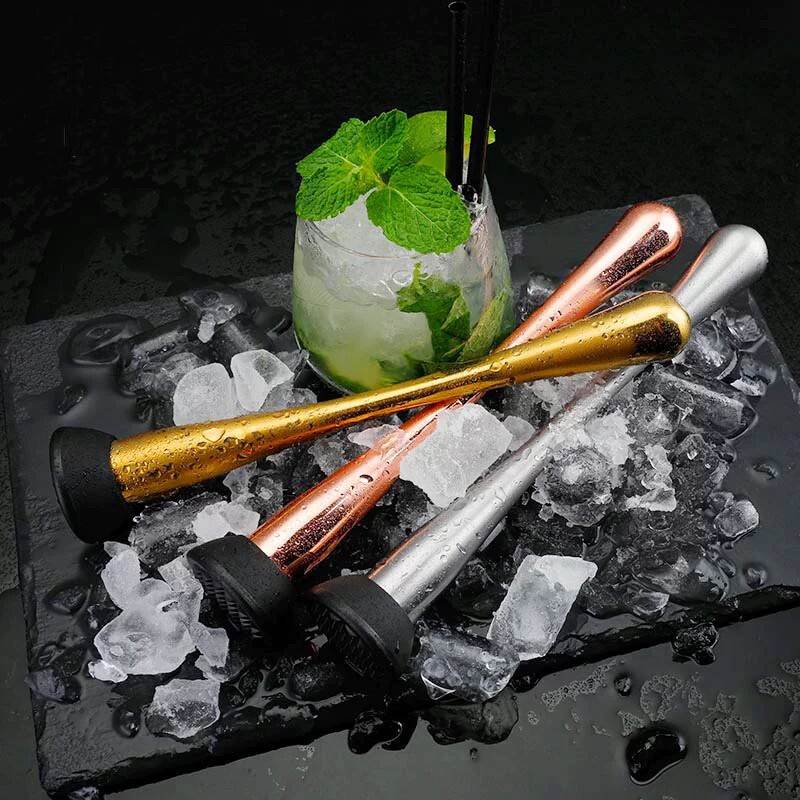 Bar Soul Stainless steel mash stick Ice hammer crushed popsicle Lemon mint leaf crush stick Mojito cocktail mash stick Extended classic style Original color
