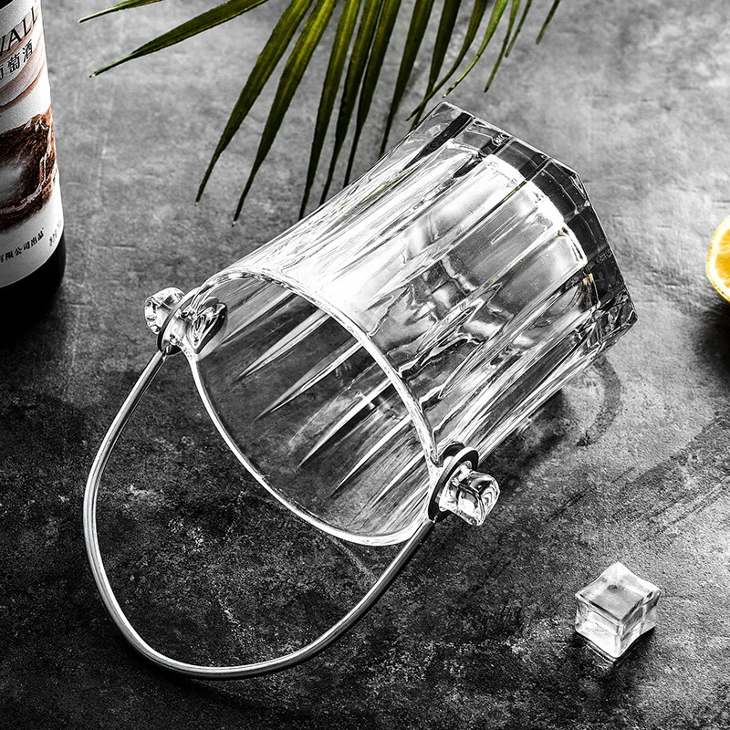 Bottington European red wine champagne ice bucket bar club ice bucket transparent thickened crystal glass ice bucket portable bar diamond ice bucket/free ice clip