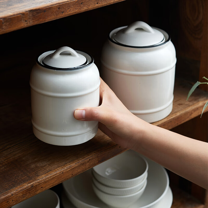 INMIND HOUSE kitchen lard jar household high temperature resistant ceramic jar with lid oil spicy jar chili oil special jar large