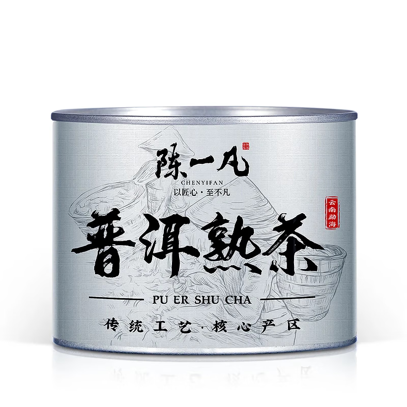 Chen Yifan Tea Pu'er Ripe Tea Five-Year-Old Menghai Producing Area Palace Pu'er Golden Bud Loose Tea Canned 100g