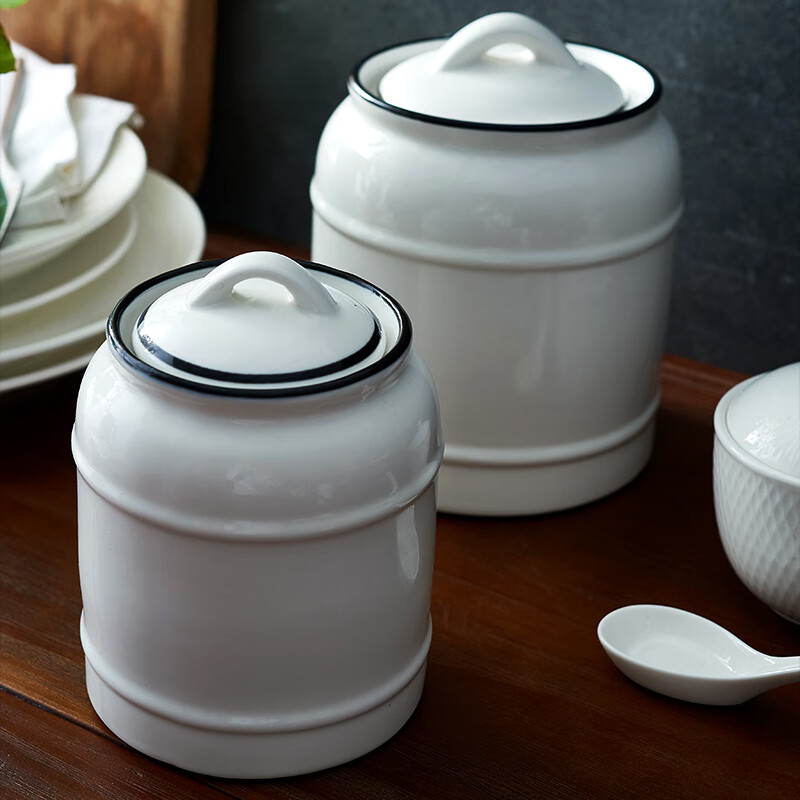 INMIND HOUSE kitchen lard jar household high temperature resistant ceramic jar with lid oil spicy jar chili oil special jar large