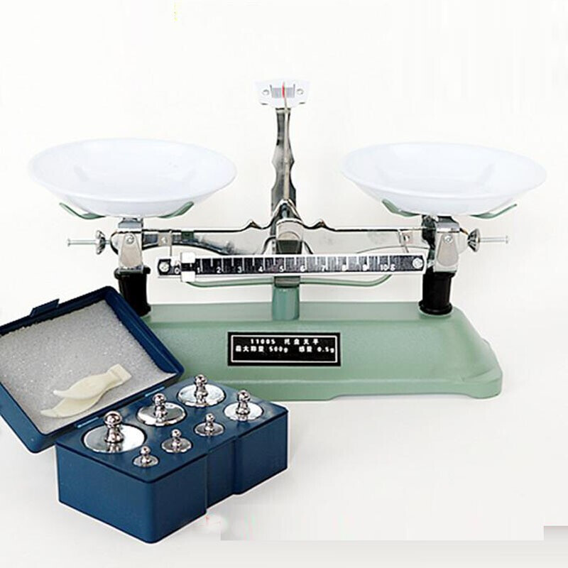 HuaChi Tray Balance Scale Household Mechanical Balance Scale Commercial Student Experiment Containing Weights Medication Teaching Rack Balance Weight Medicinal Scale HuaChi Tray Balance 1000g/1g (including weights)