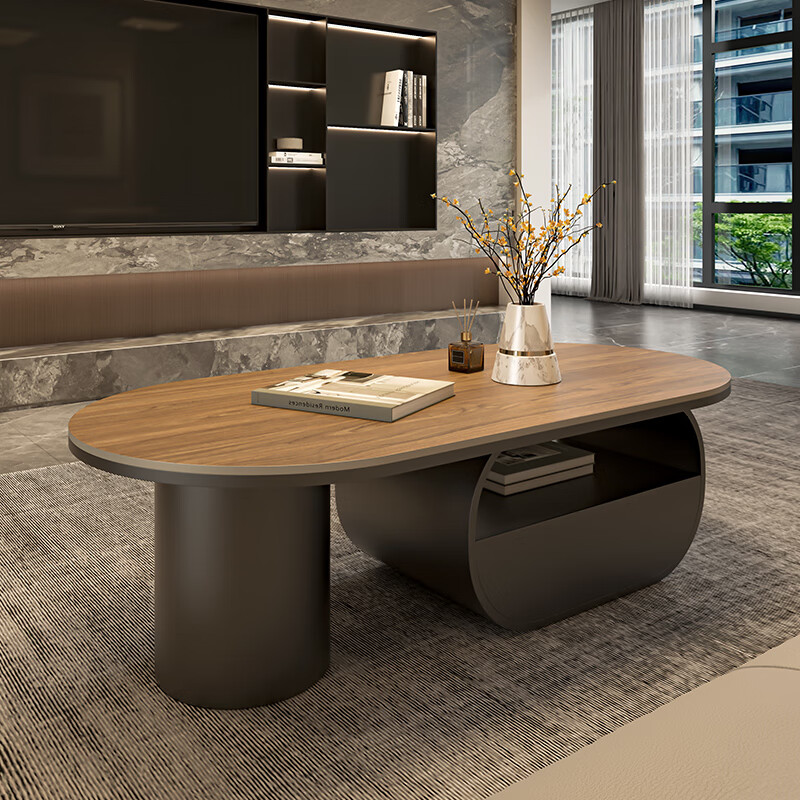 Seaworthy high-end slate coffee table living room small apartment new tea table 2025 modern simple oval living room coffee table light luxury black frame drawer bright white slate 120