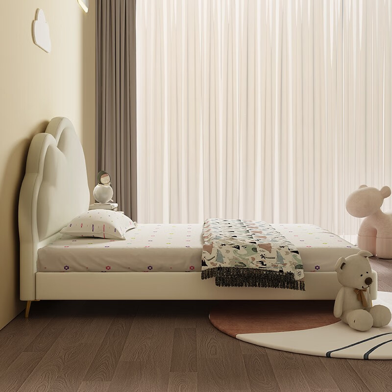 True Color Bear Children's Bed Children's Bed Boy Single Bed Modern Simple Solid Wood Upholstered Bed Cloud Bed Girl Princess Bed Upholstered Bed 1.5m*1.9m