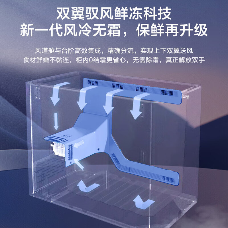 Haier air-cooled frost-free series 132/166/200/241/300/480L household commercial single-temperature freezer air-cooled without defrost ultra-low temperature electronic temperature control bacteriostasis energy-saving 241L sheet metal star silver-38 cryogenic + black gold purification