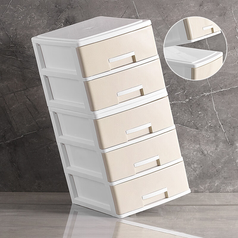 Kunfeng office desk storage box simple plastic small drawer-type storage cabinet desk student file miscellaneous storage box large-four layers smoke gray thickened and reinforced