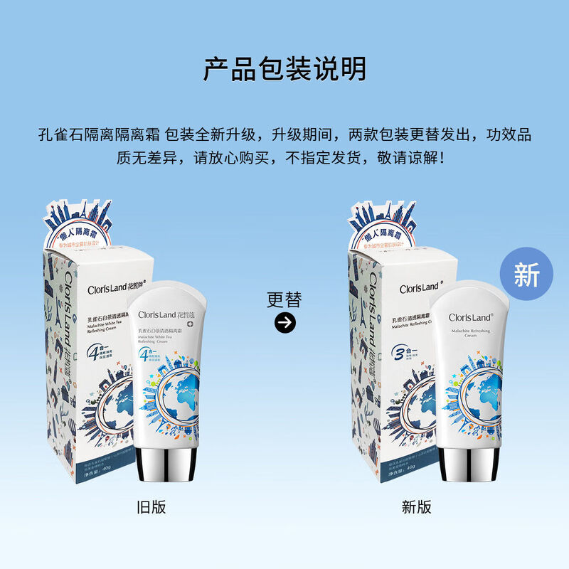 ClorisLand Malachite Isolation Cream White Tea Clear Makeup Primer Concealer Nude Makeup Naturally Brightens Skin Lightweight No Makeup Malachite Isolation Cream 40ml*3