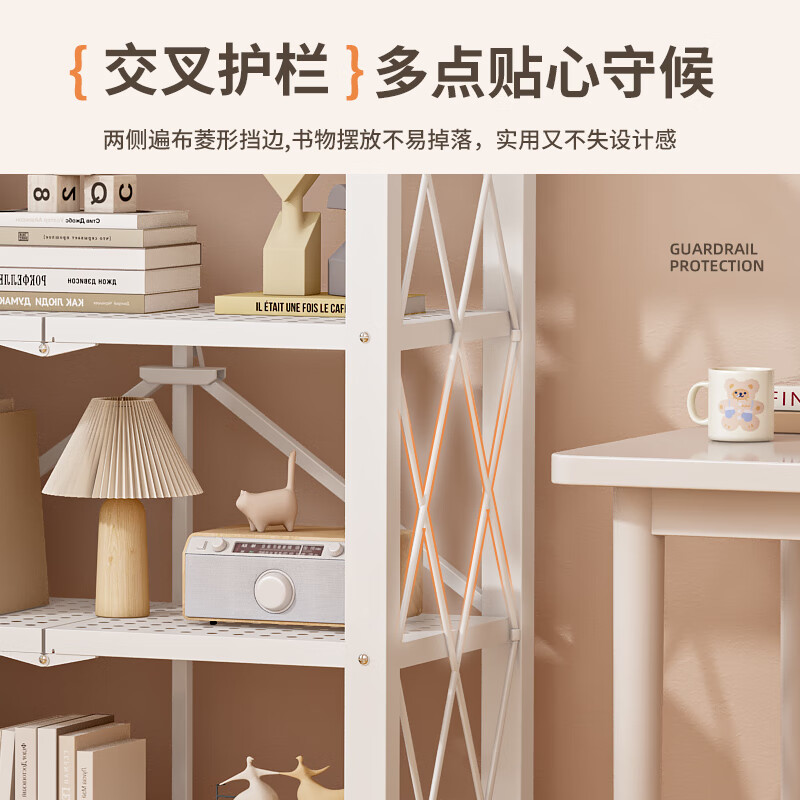 Jiahui's preferred bookshelf folding storage rack floor-standing multi-layer movable book storage rack five layers black