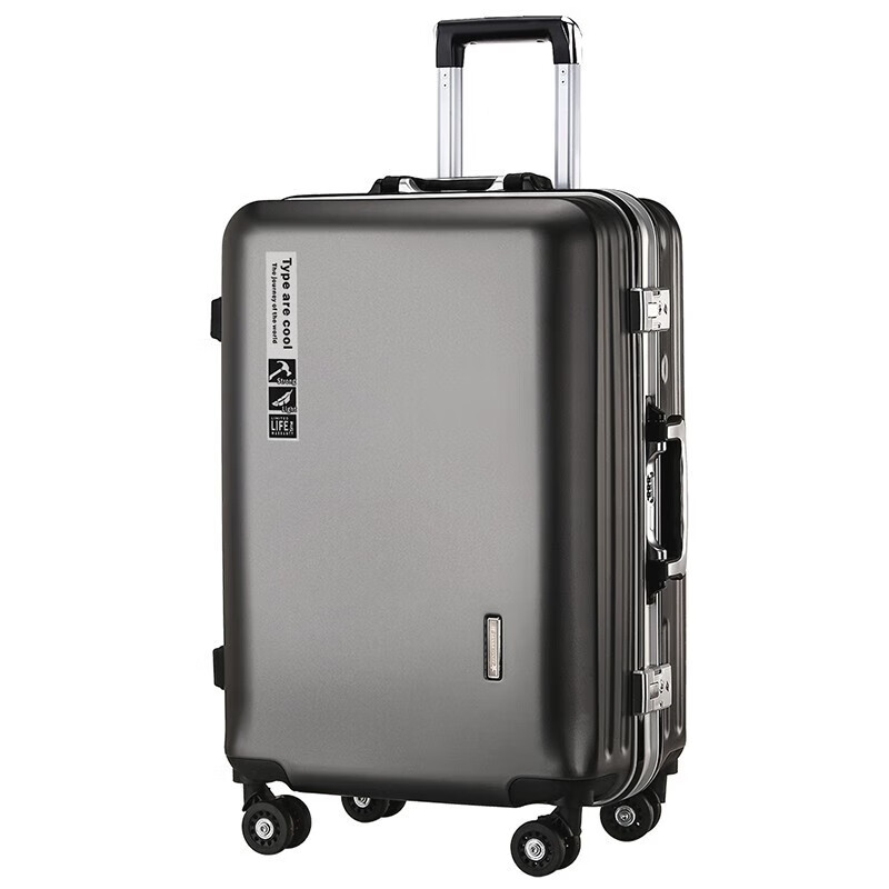 Huatong Aluminum Frame Luggage Men's Business Next Day Delivery Small Trolley Case Student Durable Leather Case Women's Seat Password Box Dark Gray Upgraded Thickened Rechargeable Aluminum Frame 20 Inch - Carry-on Case - Portable Handbag on the Plane