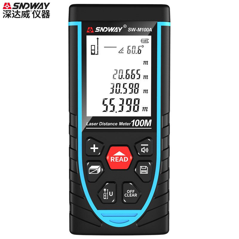 SNDWAY Laser Distance Meter Rechargeable Infrared Room Measurement Household Electronic Ruler Measurement Tool Indoor Distance Meter SW-M70A (Indoor Model, Rechargeable Voice Model)