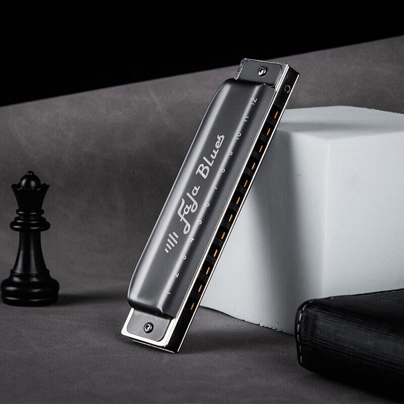 Dongfang Ding FALA blues harmonica 12-hole metal lattice adult professional performance level practice 12-hole black Bb key metal lattice