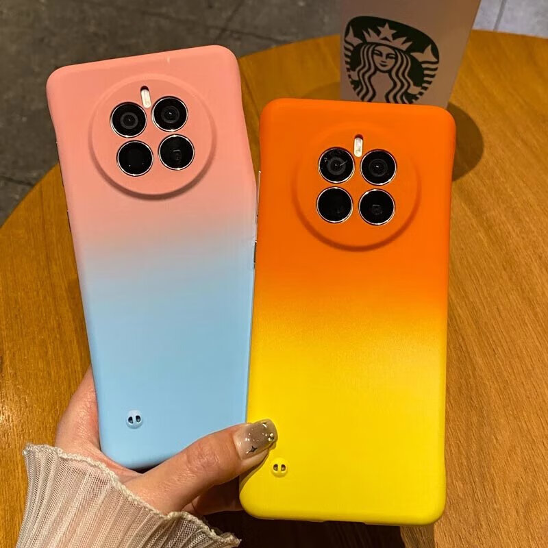 Suitable for skin-feel gradient color borderless mate60pro mobile phone case mate50 new half pack p60pro women's p50 creative nova blue + black skin-feel two-color borderless Honor Magic5 Ultimate Edition