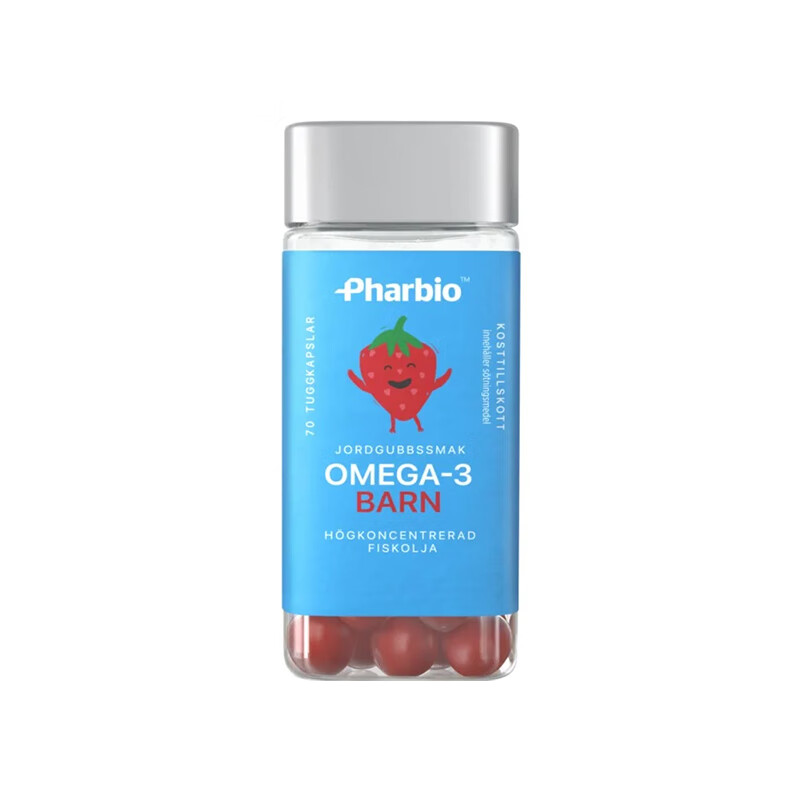 Pharbio Swedish direct mail Pharbio highly concentrated omega-3 children's deep sea fish oil chewable DHA fish oil strawberry flavor 70 capsules
