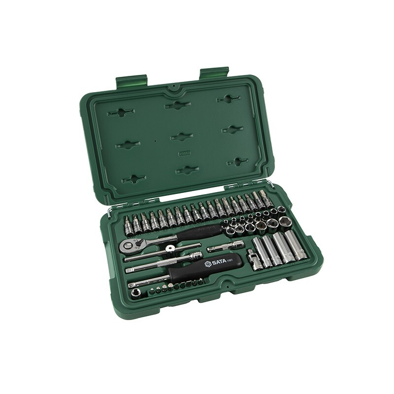 SATA Quick Repair Shop Ratchet Socket Wrench Auto Maintenance and Repair Tool Box Set 52 Pieces 6.3MM Series Socket Set 09002