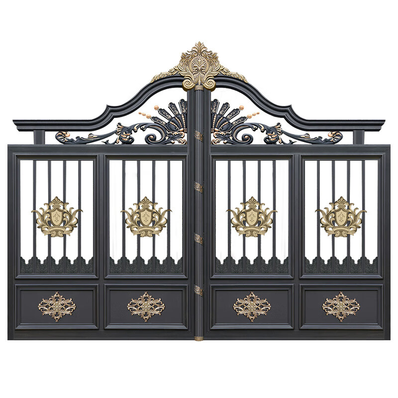 Jinding plus aluminum alloy courtyard door, aluminum art door, villa double door, sliding electric sliding door, garden entrance door, courtyard door, black gold (1.8*3)