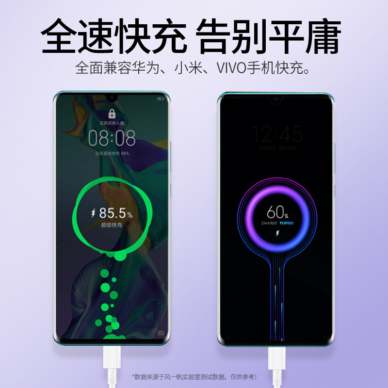 GAGZ typec data cable elbow Android mobile power bank short-term fast charging game chicken artifact charging cable Huawei P40 Honor Xiaomi 10 power cord 9 Typec fast charging 5A data cable white * 0.3 meters for power bank