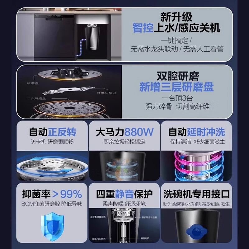 Haier's new Haier kitchen food waste disposer kitchen household intelligent automatic wireless switch grinder and grinder intelligent LD780-Z1