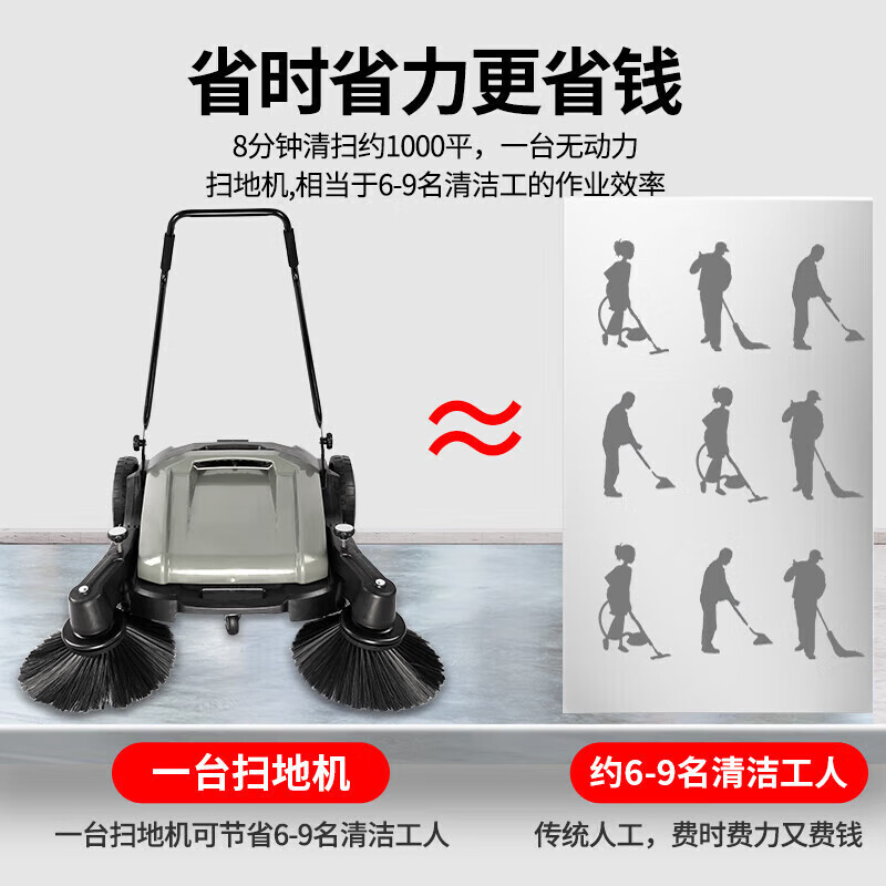 Boher German Boher industrial sweeper hand-pushed unpowered commercial factory workshop warehouse road floor sweeper 55L standard engineering model