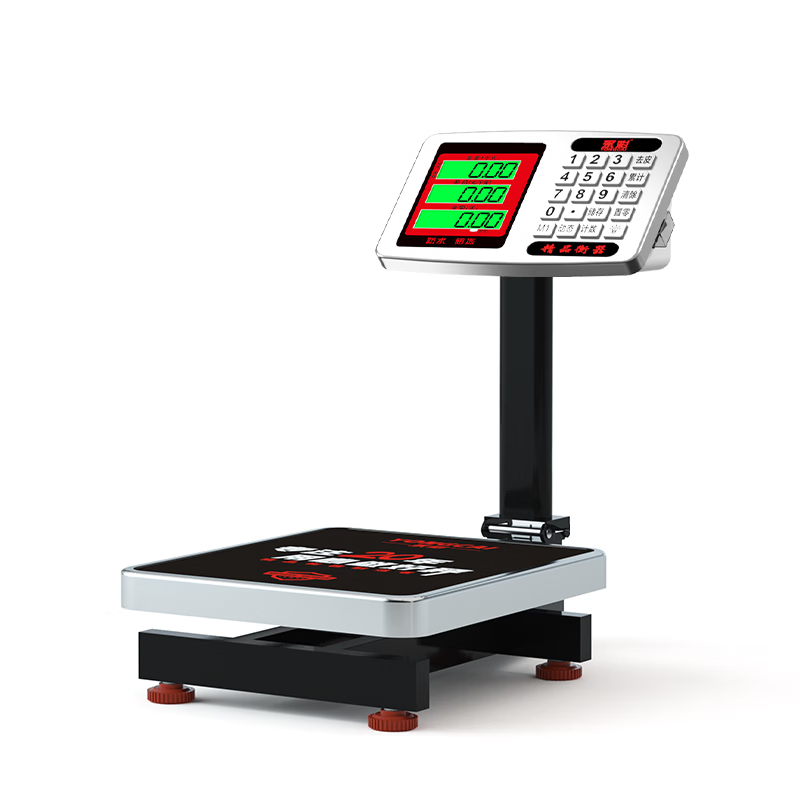 Yongcai weighing electronic scale commercial platform scale 60kg high-precision stainless steel meter supermarket fruit commercial pricing scale folding electronic weighing platform scale floor scale vegetable selling platform scale 60kg LCD black letter