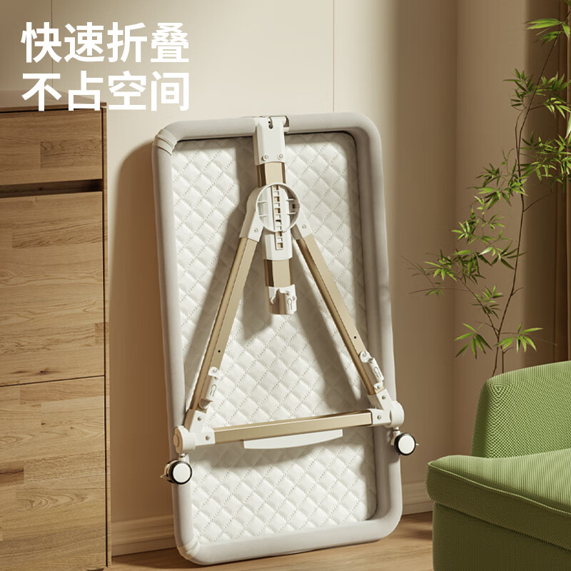 ANGI BABY crib multi-functional bed folding crib removable 0-3 years old baby care table newborn splicing large bed khaki nursing table + mosquito net + storage basket
