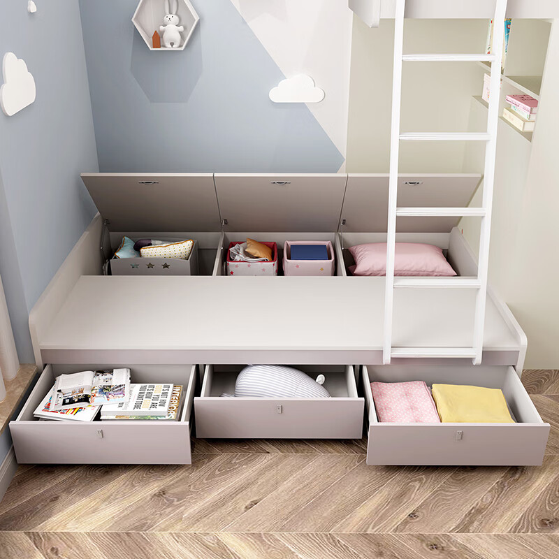 Sophia tatami bed combination wardrobe bunk bed high and low bed two-layer bunk bed double bed with guardrails customized gold