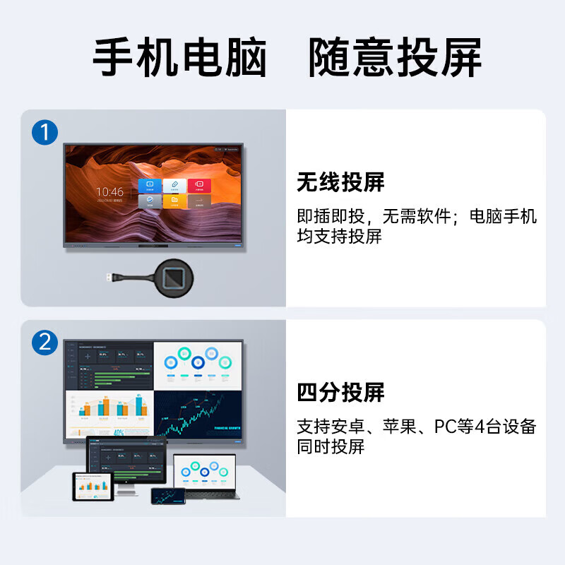 Skyworth 100-inch conference tablet all-in-one electronic whiteboard wireless projection video conference touch TV office training teaching 100MBK7 dual system