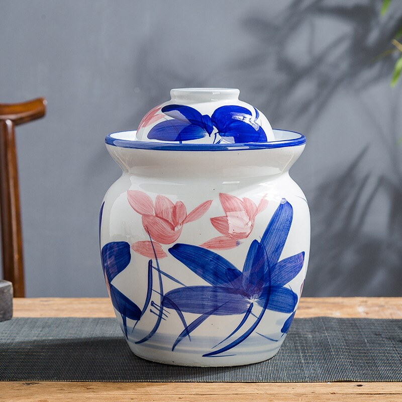 Yayan Ceramics (YAYAN CERAMICS) Yayan Ceramics Jingdezhen Ceramic Pickle Jar Pickled Salted Eggs Duck Egg Pickled Cabbage Jar Pickled Egg Jar Pickled Pickled Cabbage Jar Grape Pickle Jar 4 catties Water Capacity Small Size