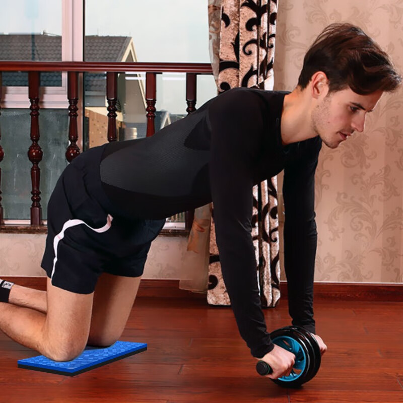 Seagreen flat support elbow pad thickened abdominal wheel knee pad portable fitness sports yoga mat small home blue and gray two-color 50*30*4cm
