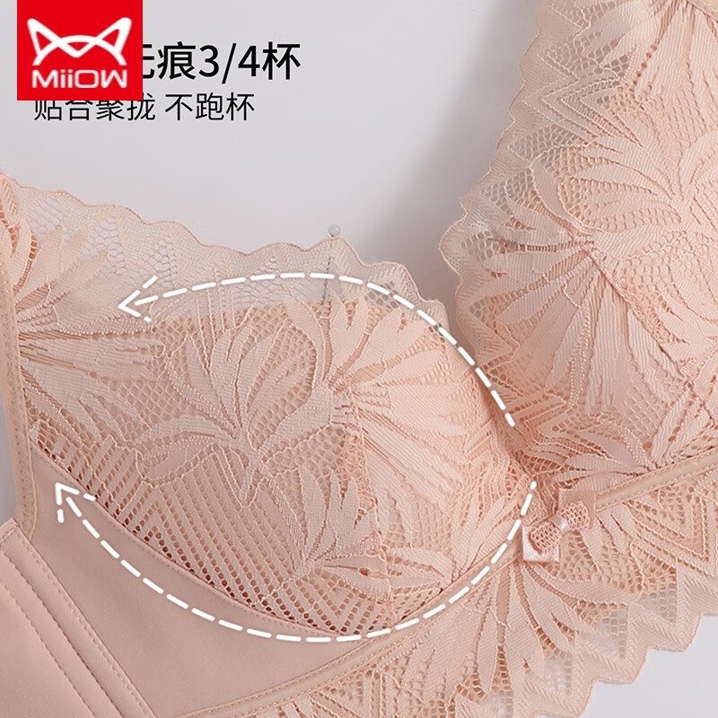 MiiOW underwear for women with small breasts, push-up sexy lace bra for women without rims, French style new bra set, skin color 70A