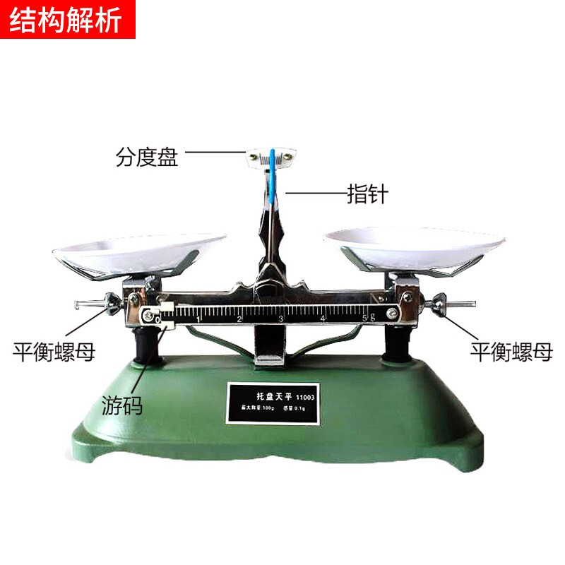 HuaChi Tray Balance Scale Household Mechanical Balance Scale Commercial Student Experiment Containing Weights Medication Teaching Rack Balance Weight Medicinal Scale HuaChi Tray Balance 1000g/1g (including weights)