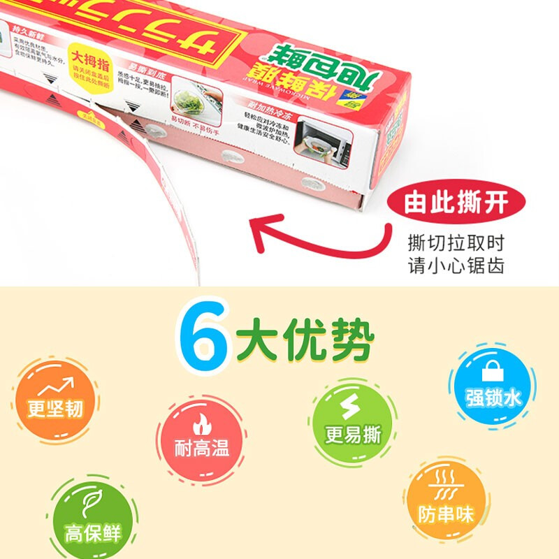 Asahi Baoxian Super Value Subsidy High Temperature Resistant Easy to Tear Disposable Cling Film PVDC Material Microwavable Imported from Japan Value Pack Large Bowl 30cm 50m 1 Roll