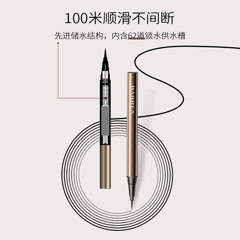 BABREA Eye-Smooth Eyeliner Pen 02 Soft-bristled Black 0.6g Quick-drying and Not Easily Smudged New Year's Gift for Girlfriend