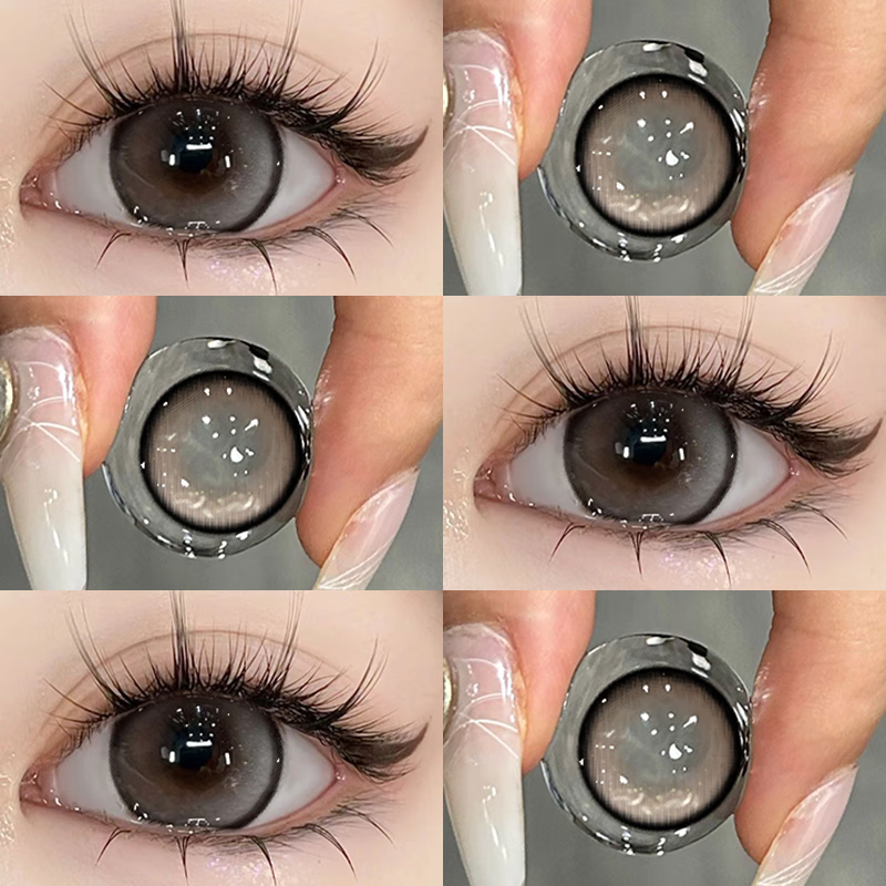 Huayang Xinyu Color Contact Lenses Half Yearly Disposable 2 Pieces Gray Brown Student Daily Highlight Expansion Hybrid Large Diameter Color Contact Lenses for Women Huayang Xinyu-Condensed Milk Coffee 14.5 Half Yearly Disposable Gift Box 0 Degree