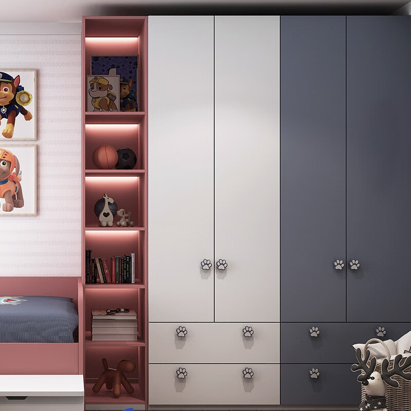 Zhibang whole house customized tatami bed, high and low bed children's bed, customized multi-functional Paw Patrol children's room, single bed + 3.84, wardrobe + mattress + four-piece set