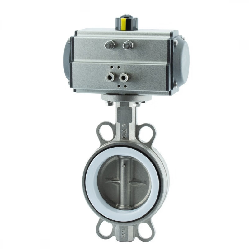 Nanva AT D671F 16P pneumatic full stainless steel wafer-type soft seal lined PTFE butterfly valve DN40