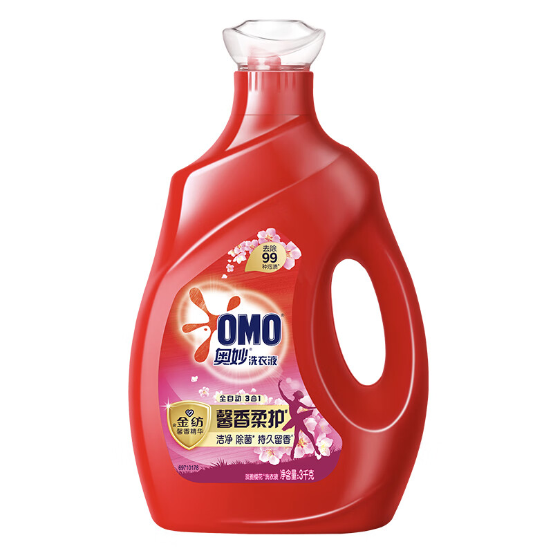 OMO (OMO) Wu Lei Haowu fully automatic enzyme sterilization long-lasting fragrance and deodorization 6 pounds of school uniform net cherry blossom laundry detergent
