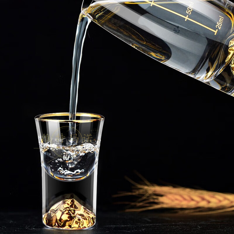 VETROAMANO Jinshan liquor cup set household crystal glass gold foil handle Jinshan bottom wine divider one cup high-end wine set 10 pots 10 cups gold handle gold base