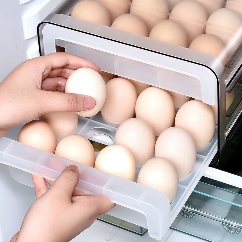 Home Story Japanese Refrigerator Egg Storage Box with Cover Special Drawer-type Food-Grade Frozen Fresh Box Kitchen Storage Artifact Drawer Double-layer Egg Box Single Pack