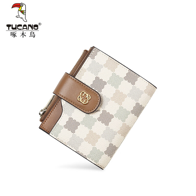 Woodpecker (TUCANO) wallet 2026 new color matching high-end card bag multi-card slot wallet women's coin purse New Year's birthday gift light apricot